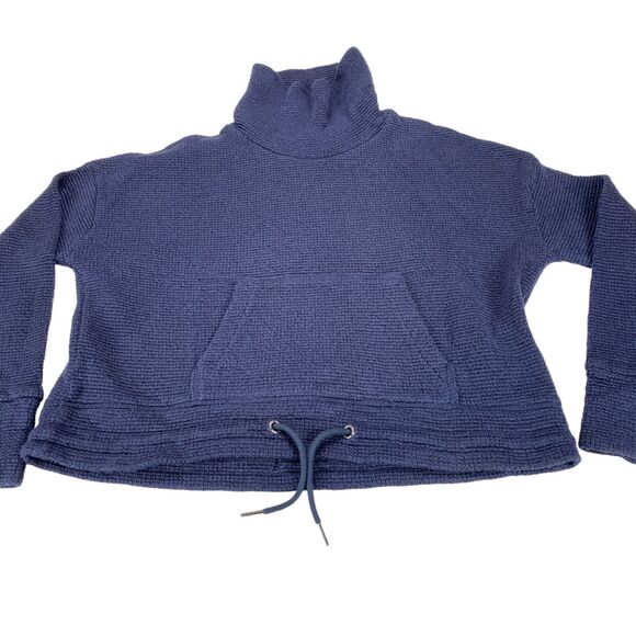Sweaty Betty Sweatshirt Womens Navy US 8-10 Boucle Funnel Neck Cropped Pullover - Picture 9 of 16